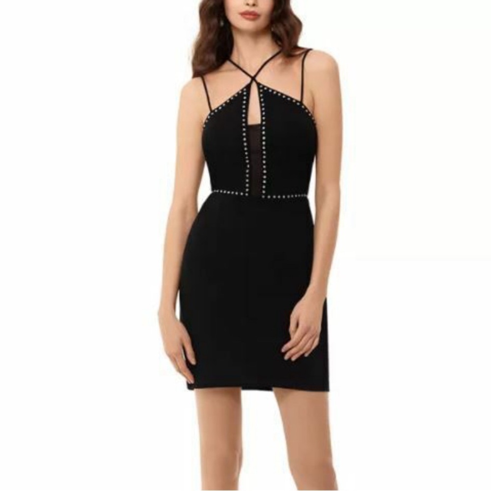 Xscape Black Halter Sheath Mini Dress Cocktail